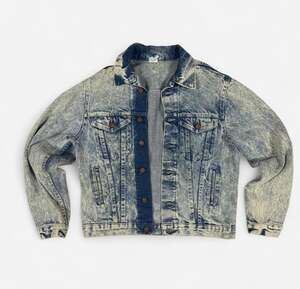 Vintage Steel Acid Wash Denim Trucker Jacket Made in USA Size 42
